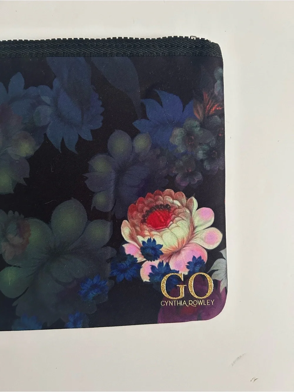 Cynthia Rowley Black Floral Neoprene Cosmetic Bag